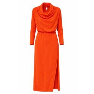 NWT Daily Practice Anthropologie Orange Cowl Neck Midi Dress Stretch Knit XXS